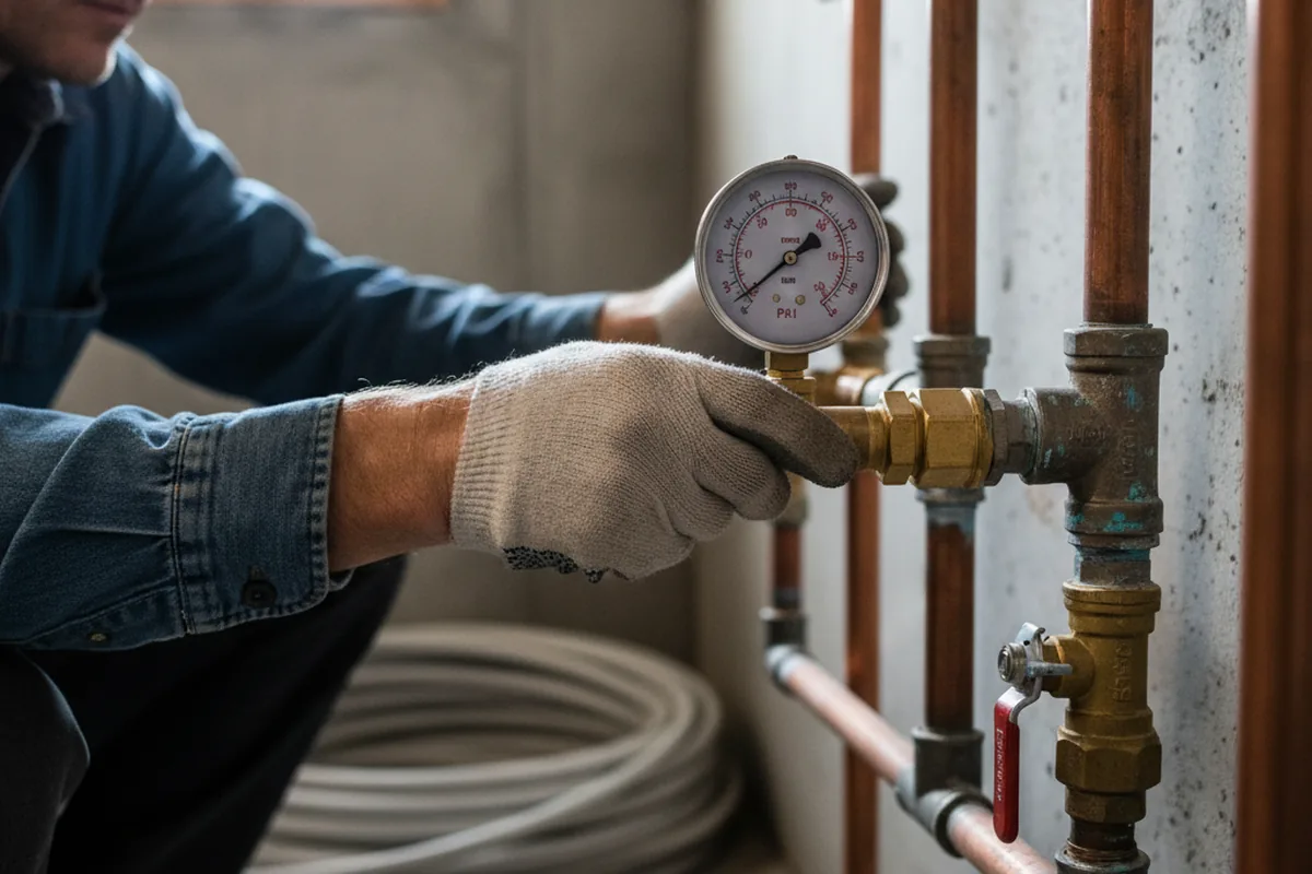 Pressure testing a repaired line during Water Line Repair in Lapoint